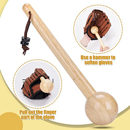 Baseball Glove Break-in kit for Men & Adult, One-Piece Structure Baseball Glove Mallet, Baseball Mitts Wooden Shaping Hammer, Softball Glove Wrap Band, Plastic Practice Ball & Glove Locks - style: Break-in kit with Conditioner