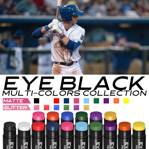 CCbeauty 3 Pack Black Eye Black Stick for Multi Sports, Anti-Glare Eyeblack for Baseball Football Softball Lacrosse Game, Water-Proof Eye Black Grease Paint for Athletes & Fans