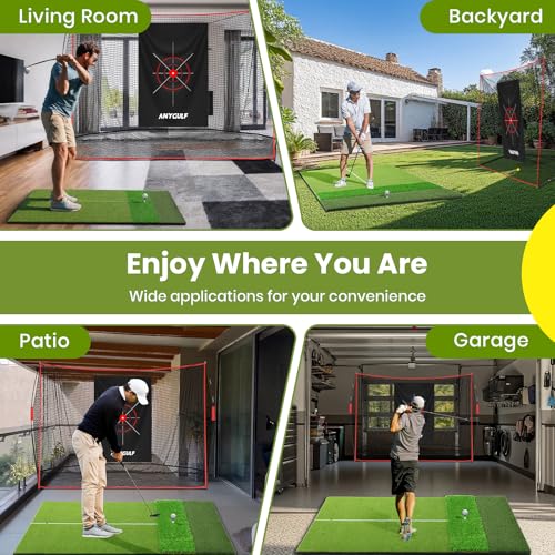 5x4ft & 6x4ft Extra Large Golf Hitting Mat, 26mm Thick Tri-Turf Golf Practice Mat for Indoor Outdoor Training, 3-in-1 Professional Golf Turf for Driving, Chipping & Swinging, Gifts for Him Men Women
