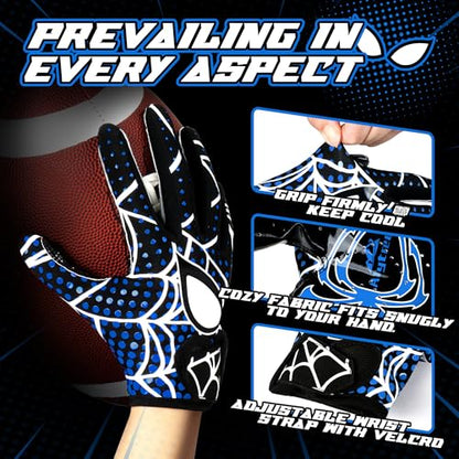 Kids Football Gloves, Youth Football Receiver Gloves with Super Sticky Grip, for Boys Girls Ages 8–12