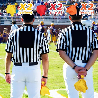 6Pcs Football Penalty Flags, Soccer Tossing Flags Referee Props Sports Fan Tossing Flags, Challenge Flag Football Games Accessory for Football/Lacrosse(Red+Yellow+Orange)