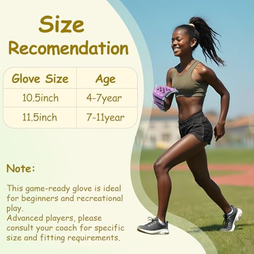 Urby Left Handed Baseball Glove, Left Handed T Ball Glove for Lefty, Left Hand Throw Only. T-Ball & Youth Baseball Gloves. - color: Black & Purple, size: 10.5in Age 4-7
