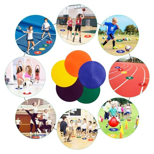 9 Inch Poly Spots, 10/24 Anti-Slip Spot Markers Floor Spots, Waterproof Flat Filed Cones Poly Dots for Agility Drills, Basketball, Football Training, Sport Activities and Exercise