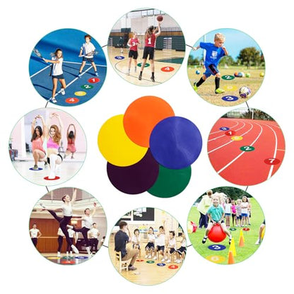 9 Inch Poly Spots, 10/24 Anti-Slip Spot Markers Floor Spots, Waterproof Flat Filed Cones Poly Dots for Agility Drills, Basketball, Football Training, Sport Activities and Exercise