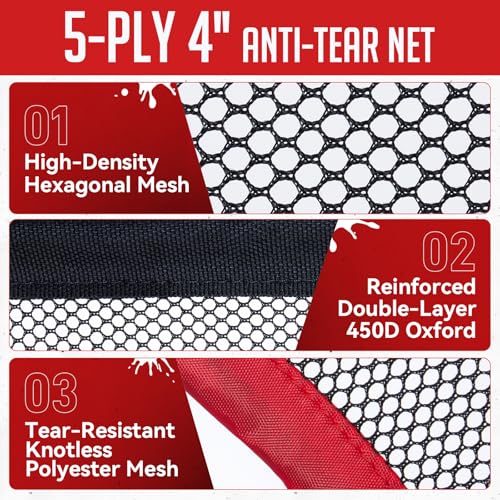 ZEALFEEL Soccer Target Net, 12x6ft Goal Net with 5 Scoring Zones for Practice Shooting & Goal Shots, Anti-Tear Mesh, 3 Steel Rods, Removable Stick-On Markers, Portable Football Training Equipment