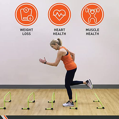 Body Sport Adjustable Athletic Speed Training Hurdles, Jumping & Speed Training Fitness Equipment, Hurdles for Track & Field, Basketball, Soccer & More, Set of 5 - color: Yellow