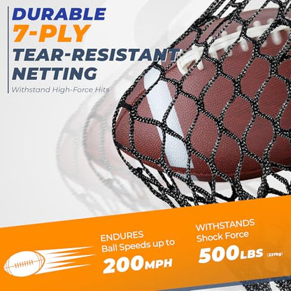 7x7ft/8x8ft Football Throwing Net, Quarterback Training Equipment with 5 Target Pockets, Includes Football, Portable Carry Bag