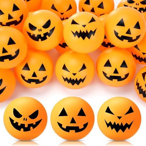 Soulchen Halloween Table Tennis Balls Bulk 40 mm Pumpking Ghost Spooky Novelty Funny Table Tennis Ball Accessories for Halloween Pumpkin Spooky Party Birthday Fun Gift