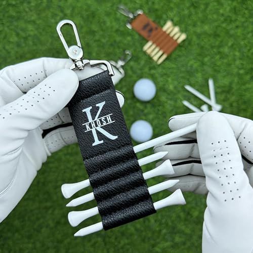 Personalized Golf Tee Holder with 5 Tees, Leather Golf Tee Strap with Clip, Custom Name Golf Accessories, Golf Gift for Men & Dad