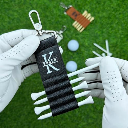 Personalized Golf Tee Holder with 5 Tees, Leather Golf Tee Strap with Clip, Custom Name Golf Accessories, Golf Gift for Men & Dad