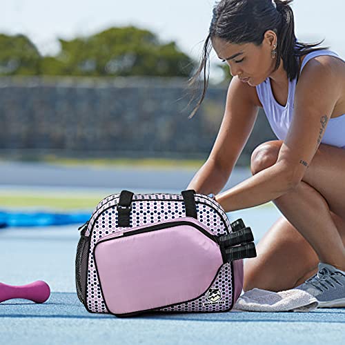 Boulder Bee Pickleball Bags, Premium Pickleball Tote Bag for Girls, Women’s Hand/Shoulder Gym Bag w Water Bottle Holder, with Pickleball Racquet/Paddle Holder - color: Pink Done