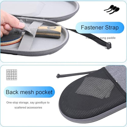 Carrying Case for Ping Pong Paddles/Table Tennis Paddles, Hard Protecitve Bag with Adjustable Wrist Strap, Compact Design Portable Lightweight (Case Only) - color: Gray