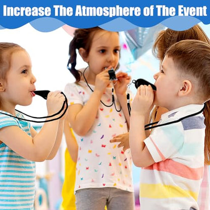 SANNIX 7 Pack Whistles, Coaches Whistles with Lanyard Sports Whistle Loud Crisp Sound Whistles for Referees Training Gyms Emergency - color: Black