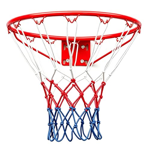 Rakon 18" Replacement Basketball Rim Wall Mount Hoop Hand-Crank Backboard Mounted for Indoor/Outdoor Classic Basketball Court, Teens, Adults, Schools, Parks - color: 18" Red Solid