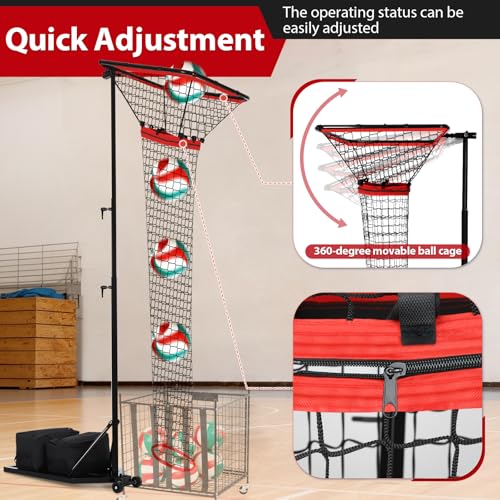 AugFir Volleyball Setter & Spike Trainer, Adjustable Height 93"-126" Volleyball Trainer with 88LBS Sandbag Base & Transport Wheels, Solo Practice Tool for Indoor & Outdoor Use Spiking & Drills