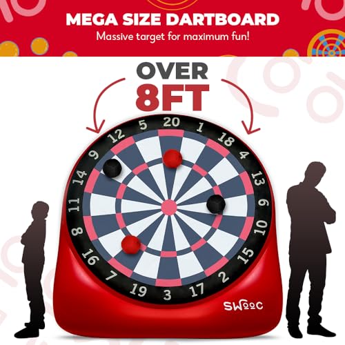 Swooc Games - Premium Inflatable Giant Kick Darts (15+ Ways to Play) - Jumbo Soccer Dartboard with Air Pump - Big Carnival Games - Giant Outdoor Games - Oversized Dart Board Yard & Lawn Game - size: XL - 8ft