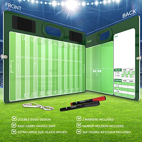 Football Dry Erase Board for Coaches 15x10.5 Double Sided Whiteboard Coaching Board Equipment Includes 2 White Board Markers for the Football Accessories the Perfect Coach Gifts