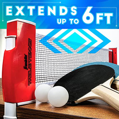 Franklin Sports Table Tennis to Go Portable Ping Pong Set - Table Top Ping Pong Net + (2) Paddles - Ping Pong Balls Included - 2 Players | Portable, Table Top, Ping Pong Net, (2) Paddles - color: Red