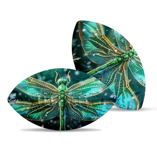 American Football, Official Size 11.9 x 7.3 Inch, Premium Composite Leather High-Grip Ball with Pro-Style Lacing, Unique Prints for Training, Games & Gifts - color: Green Art Butterfly