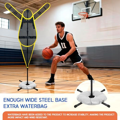 Adjustable-Arm Basketball Defense Dummy Portable Basketball Training Aid Indoor/Outdoor Shooting, Dribbling, and Defense Training Wall Youth and Adult Universal Training Equipment