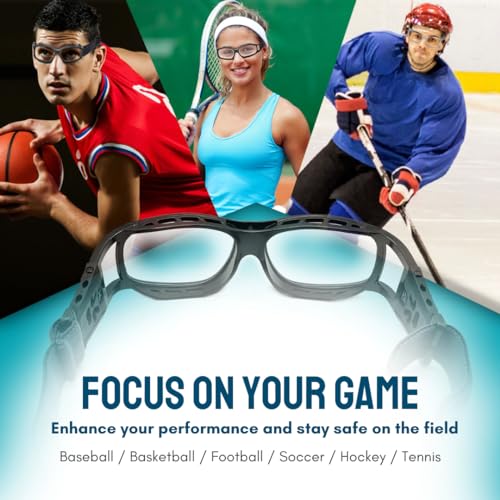 BLUE CUT Safety Outdoor Sports Goggles Unisex Anti Fog Ideal For Basketball Racquetball - color: Shiny Black