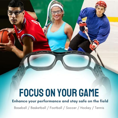 BLUE CUT Safety Outdoor Sports Goggles Unisex Anti Fog Ideal For Basketball Racquetball - color: Shiny Black