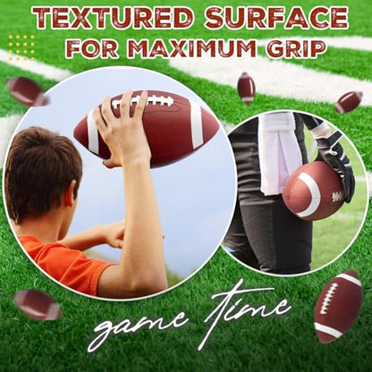 RoundFunny Footballs Pump Set Leather Footballs Bulk and Hand Pump Sport Gifts for Youth Junior Adult School Team Training Practicing Indoor Outdoor Operation Christmas - size: Official Size 9