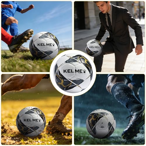 KELME Soccer Ball Sizes 4, 5 - Practice and Match Ball for Adults, Wear-Resistant Lightweight Design for Training and Games