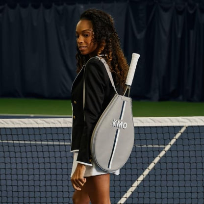 Leatherology Convertible Tennis Sling Tote – Premium Leather or Canvas Racket Bag with Expandable Design, Adjustable Strap, and Interior Pockets for Two Tennis Rackets - color: Black Onyx