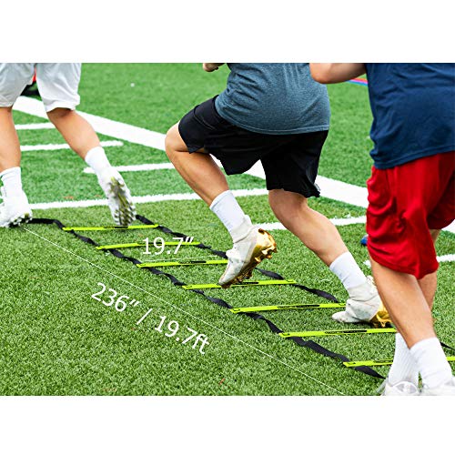 Adjustable Agility Ladder, 20' Sports Training Equipment with 12 Rungs for Speed Fitness - Football, Baseball, Soccer and Running Drills