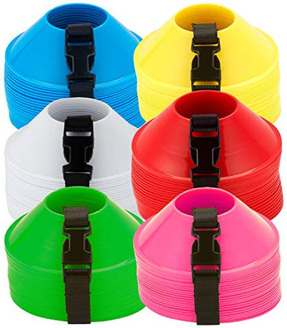 Mini Disc Cones – Set of 25 Agility Cones for Sports Training – Compact Soccer Cones with Carry Strap for Drills & Practice