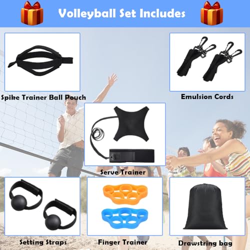 Solo Volleyball Trainer: All-in-One Volleyball Training Equipment with Rebounder for Serving, Spiking & Setting Practice Serve Trainer & Practice Gift for Beginners to Pros - style: VET02