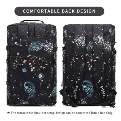 Floral gym duffel bag backpack, fashion wrestling bag,with shoe compartment, 4 kinds of back method waterproof travel sports walking laptop Lightweight（A-Starry Sky） - color: A-Starry Sky
