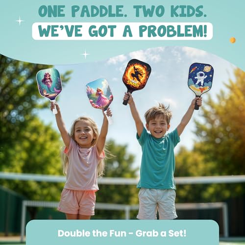 Kids Pickleball Paddle Designed for Ages 3–12 | Lightweight Fiberglass (0.37 lbs) | Small Grip for Easy Control | Fun Beginner Gift for Girls, Toddlers & Youth - color: Mermaid