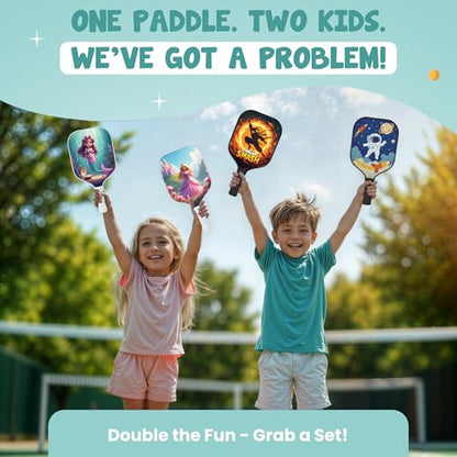 Kids Pickleball Paddle Designed for Ages 3–12 | Lightweight Fiberglass (0.37 lbs) | Small Grip for Easy Control | Fun Beginner Gift for Girls, Toddlers & Youth - color: Mermaid