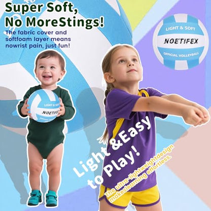Soft Volleyball-Super Soft Fabric Light Volleyball for Indoor Practice Safe and Quiet Kids Youth Beginners House Yard Training Practice Games(Deflated)
