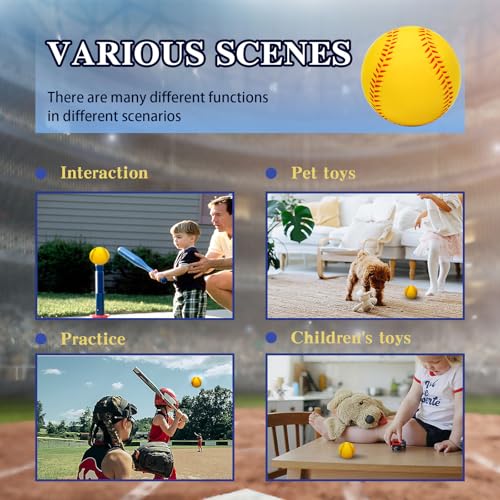 4 Pack Foam Baseballs Practice softballs 9 inch Training Soft Baseballs Batting Hitting Fielding Indoor Outdoor - color: Yellow