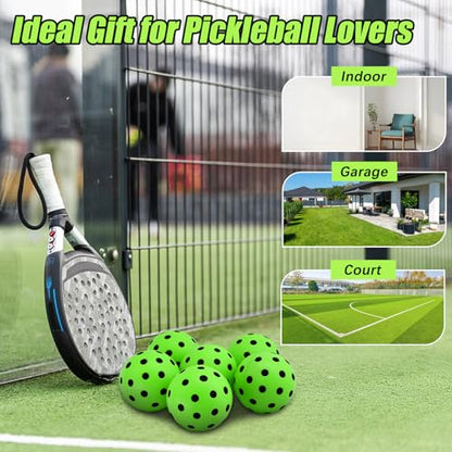 CEYAZYE 6 Pcs Silent Pickleball Balls, Soft Foam Balls for Indoor and Outdoor Practice, Low-Noise and Durable, Pickle Ball for Beginners Adult Outdoor Training
