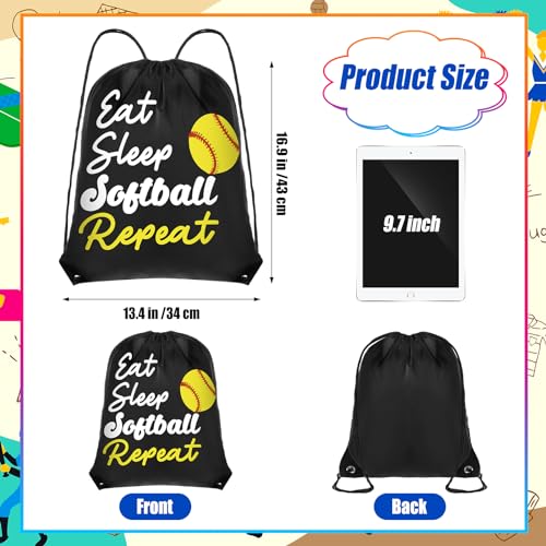 Windyun 16 Pcs Ball Drawstring Backpack Bulk Lightweight Draw String Bags Cinch Bags Drawstring Cinch Sack Tote(Softball) - style: Softball