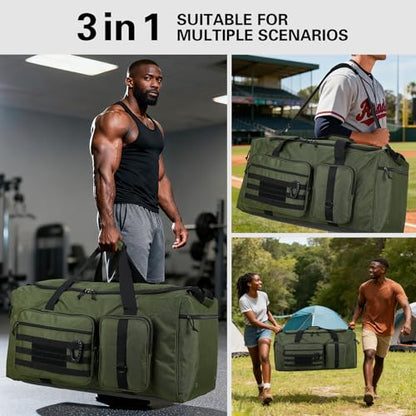120L Extra Large Duffle Bag for Men, 32" Heavy Duty Sports Gym and Travel Duffel Bag with Shoes Compartment, Equipment Gear Bag for Football Soccer Baseball Hockey Helmets Pads, XL Giant Green - color: Green