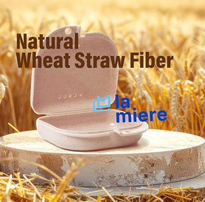 LA MIERE 1 Pcs Wheat Straw Box Retainer Case with Vent Holes, Mouth Guard Case Denture Case, Tortilla - color: Tortilla