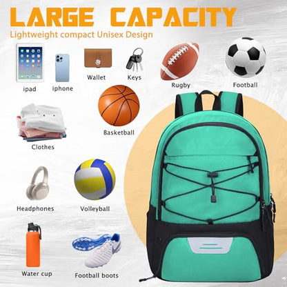 Goloni Soccer Backpack Bag with Separate Ball & Cleat Shoe Compartment,Sports Gym Backpack for Teen Girls Boys Men Women Kids - color: Light Sky Blue