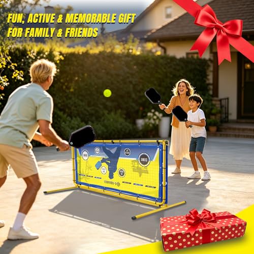 6×6FT 2-in-1 Pickleball Rebounder & Game Net — Portable Pickleball Net, Adjustable Rebounder Training Net, Heavy-Duty Iron Frame, 28KG Tension Ropes (Backyard & Solo Practice) Blue