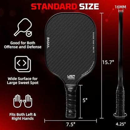 BAGAIL Badminton Net, Height Adjustable Kids Volleyball Net＋BAGAIL Pickleball Paddles, USAPA Approved Surface Pickleball Set, Lightweight Pickle Ball Rackets with 4 Balls, 1 Bag Black Save 20%