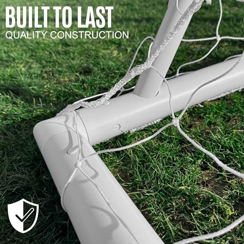 QUICKPLAY Q-Fold Soccer Goal | 30-Second Folding Design for Easy Setup | Portable & Weatherproof uPVC Soccer Goal for Backyard | Durable Post for Adults & Kids - style: 10 x 6'