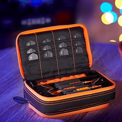 Casemaster Plazma Plus, 3 Dart Case for Soft and Steel Tip Darts Features Large Front Mobile Device Pocket, Built-in Storage Tube and Pockets for Flights, Tips, Shafts, and Personal Items