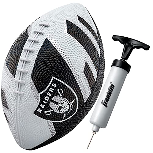 Franklin Sports NFL Team Footballs - Rubber Youth Mini Balls for All Teams - Kids 8.5" Football + Air Pump Sets - Official NFL Licensed - style: Las Vegas Raiders