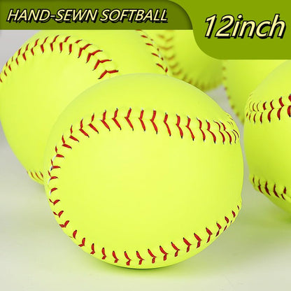 Rarapop Sports Fastpitch Softballs, Official Size and Weight Practice Softball, Unmarked & Leather Covered Training Ball for Games, Practice and Training(Yellow, 12 Inch) - style: 1 Pack