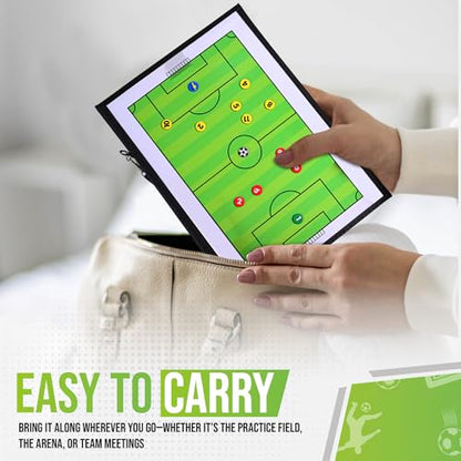 ZPU Dry Erase Coaching Board, Magnetic Coaches Clipboards, Portable Foldable Tactics Board with Dry Erase Marker Pen and Magnets – Basketball, Football, Soccer, Hockey