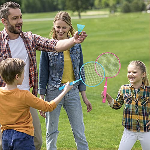 KH Badminton Rackets Set of 2 4 6 for Adults Kids,Beach Lawn Backyard Game Outdoor Sports,Racquets,Shuttlecocks & Carry Bag Included - color: Red, Blue (Kids)